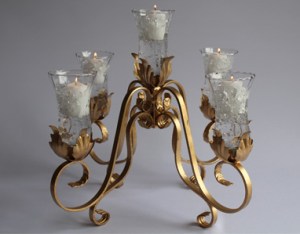 Classic Low Candelabra.Size-11in Color-White, Vintage White, Rusted Brown, Gold,Silver, Black